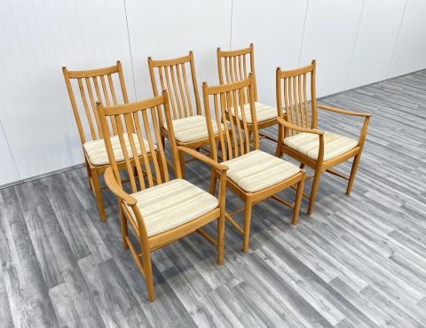 set of 6 penn dining chairs in elm by ercol