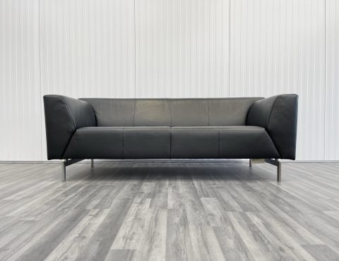 Black leather sofa by Rolf Benz