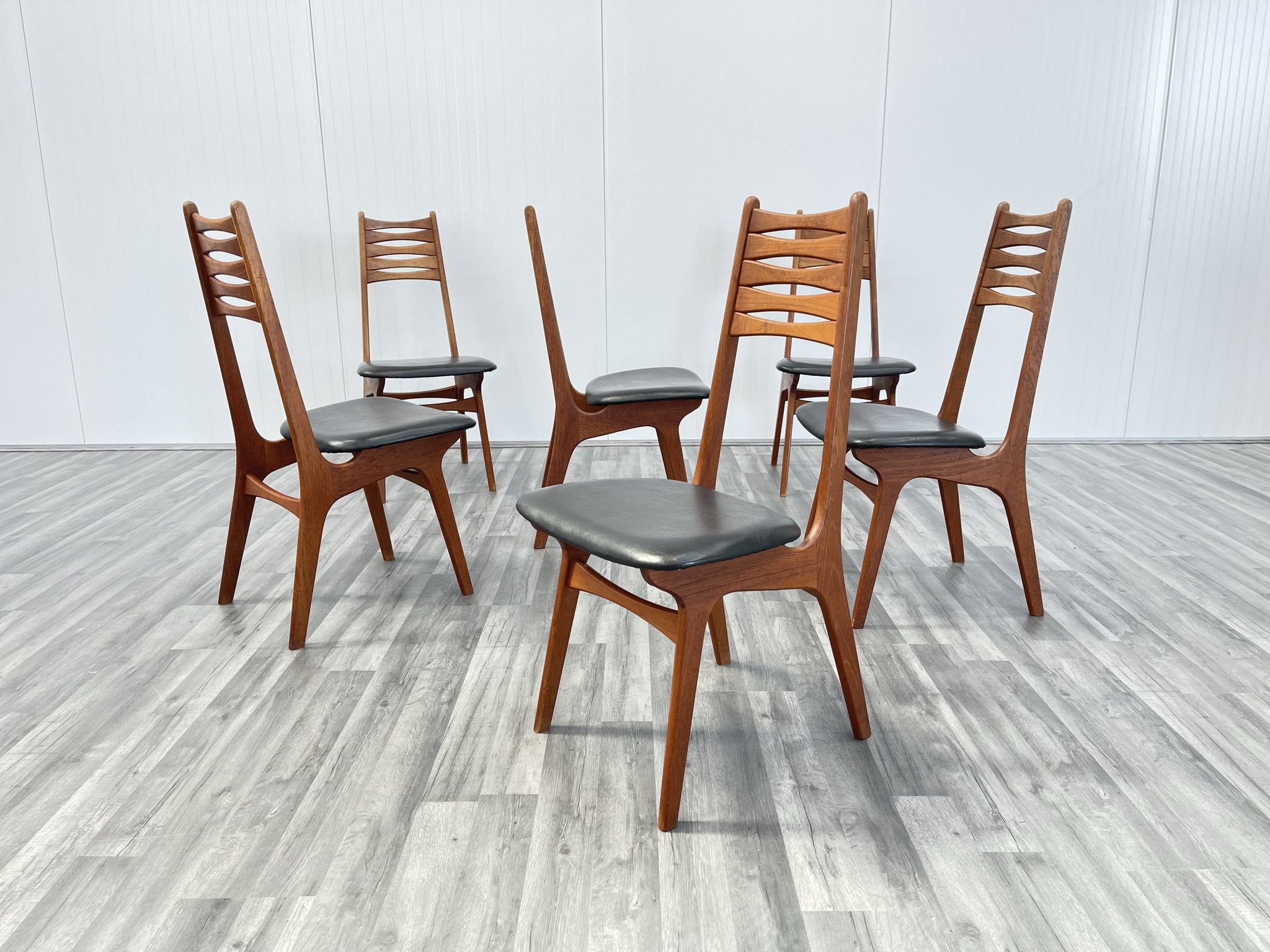 6 danish mid century teak dining chairs by boltinge