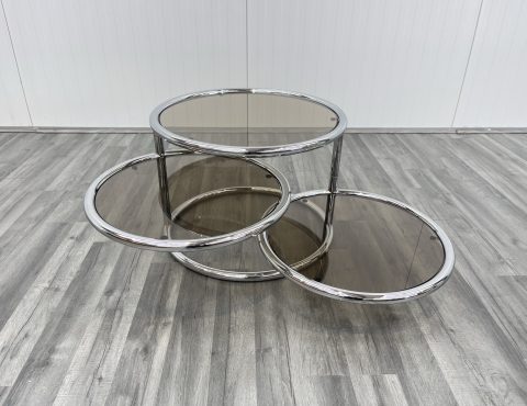 mid century chrome and glass coffee table