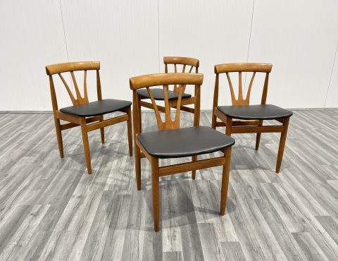 4 mid century vintage teak dining chairs