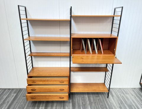 2 bay mid century ladderax with record cabinet